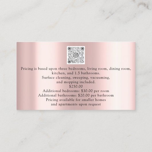 Classy Schoonmaak Service Maid Roos Silver QRCODE Visitekaartje (Achterkant)