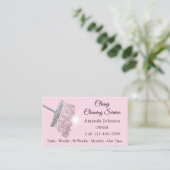 Classy Schoonmaak Service Maid Roze Zilver QR CODE Visitekaartje (Staand voorkant)