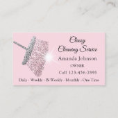 Classy Schoonmaak Service Maid Roze Zilver QR CODE Visitekaartje (Voorkant)