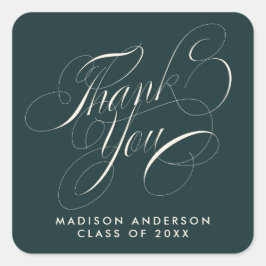 Classy Script Afstudeerder Party Bedankt Envelope Vierkante Sticker