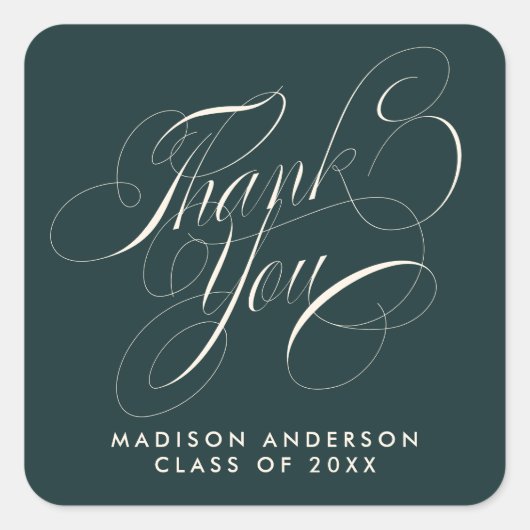 Classy Script Afstudeerder Party Bedankt Envelope  Vierkante Sticker (Voorkant)