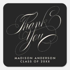 Classy Script Afstudeerder Party Bedankt Envelope Vierkante Sticker