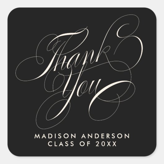 Classy Script Afstudeerder Party Bedankt Envelope  Vierkante Sticker (Voorkant)