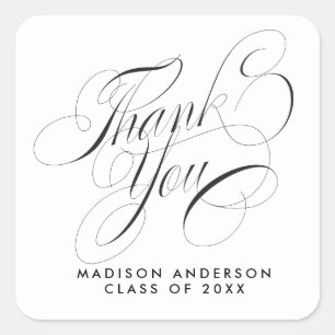 Classy Script Afstudeerder Party Bedankt Envelope Vierkante Sticker