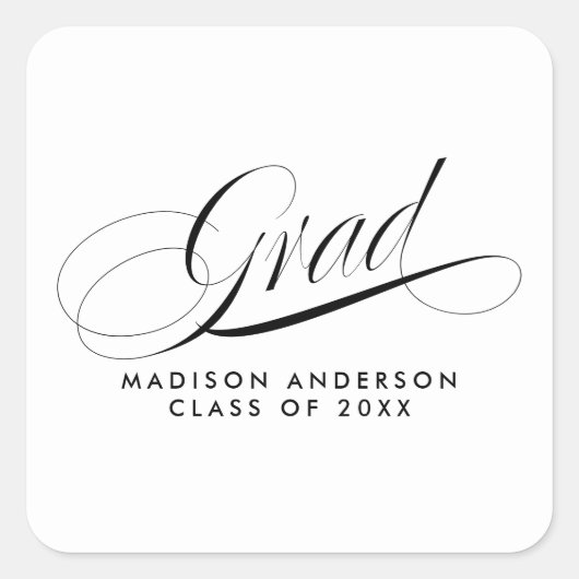 Classy Script Afstudeerder Party Envelope Seal Vierkante Sticker (Voorkant)