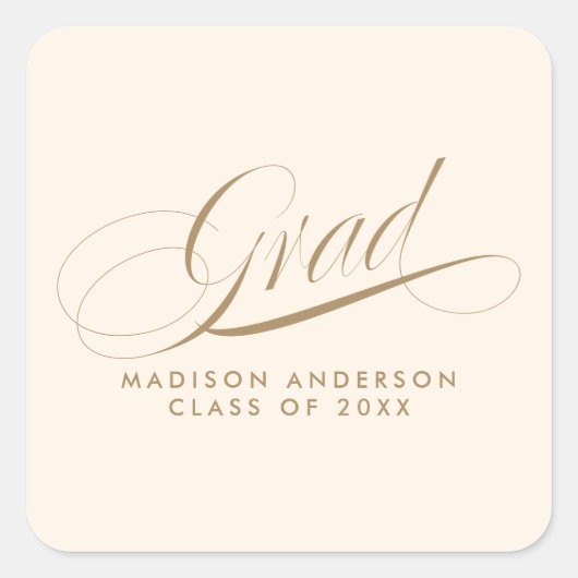 Classy Script Afstudeerder Party Envelope Seal Vierkante Sticker (Voorkant)