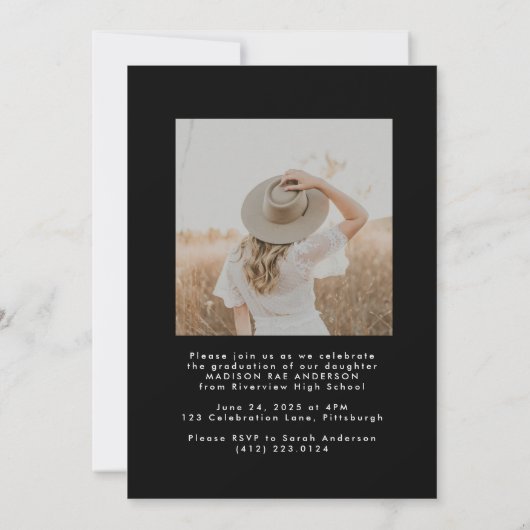 Classy Script Afstuderen Announcement Kaart (Achterkant)