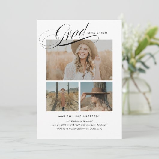 Classy Script Afstuderen Announcement Kaart (Staand voorkant)
