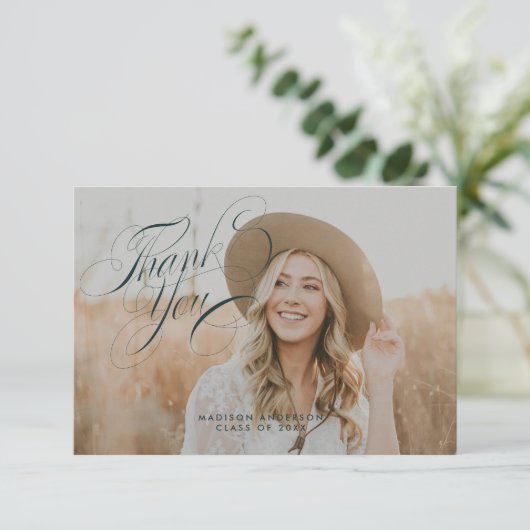 Classy Script Afstuderen-bedankkaart Bedankkaart (Staand voorkant)