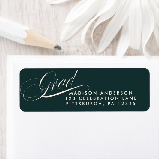 Classy Script Afstuderen Return Address Sticker (Insitu)