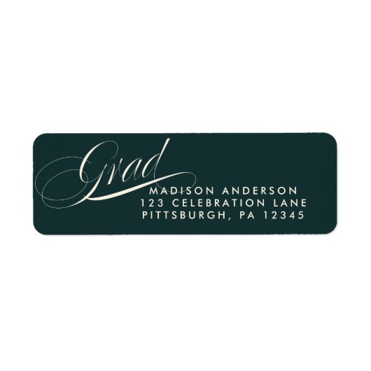 Classy Script Afstuderen Return Address Sticker (Voorkant)