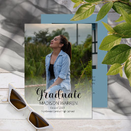 Classy Script Afstuderen twee Afstuderen blauw Kaart