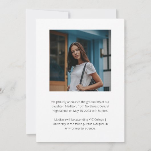 Classy Script Afstuderen twee Afstuderen wit Kaart (Achterkant)