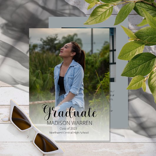 Classy Script Afstuderen twee foto-Afstuderen grij Kaart