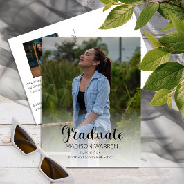 Classy Script Afstuderen twee foto-Afstuderen Post Briefkaart