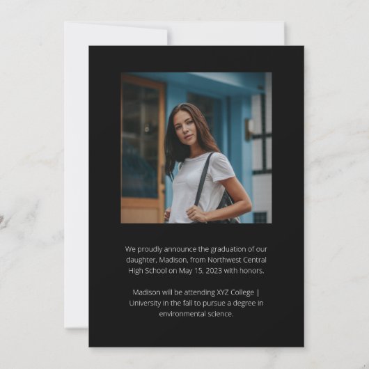 Classy Script Afstuderen twee foto-Afstuderen zwar Kaart (Achterkant)