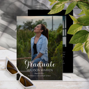 Classy Script Afstuderen twee foto-Afstuderen zwar Kaart
