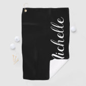 Classy Script Black en White - gepersonaliseerde v Golfhanddoek (Insitu)