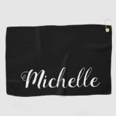 Classy Script Black en White - gepersonaliseerde v Golfhanddoek (Horizontaal)