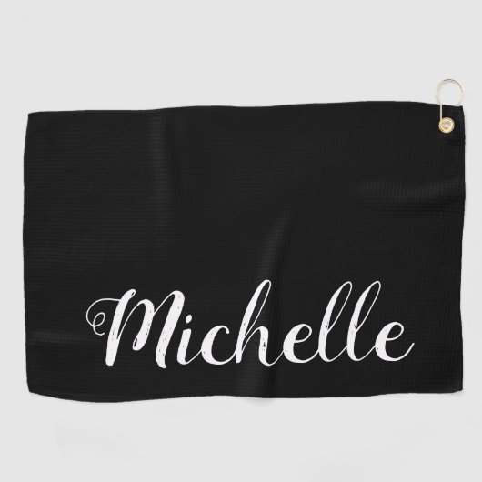 Classy Script Black en White - gepersonaliseerde v Golfhanddoek (Horizontaal)
