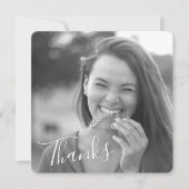Classy Script Black/White Bedankt Afstuderen Foto Save The Date (Voorkant)