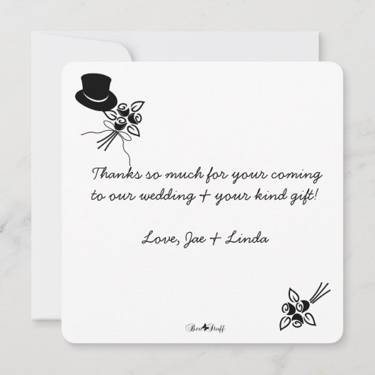 Classy Script Black/White Wedding Bedankt Foto Sav Save The Date (Achterkant)