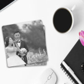 Classy Script Black/White Wedding Bedankt Foto Sav Save The Date
