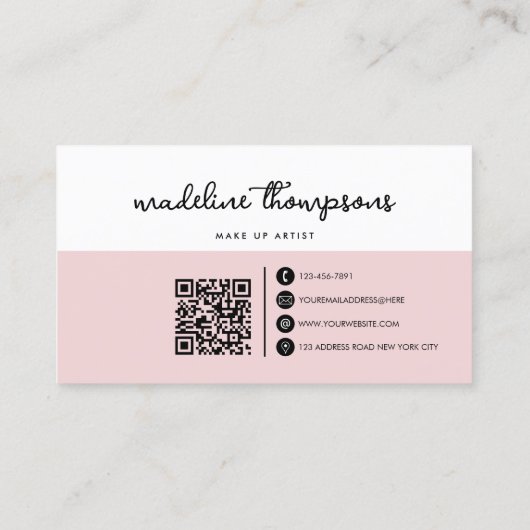 Classy Script Dual Tone Pink Black Script QR-code Visitekaartje (Achterkant)