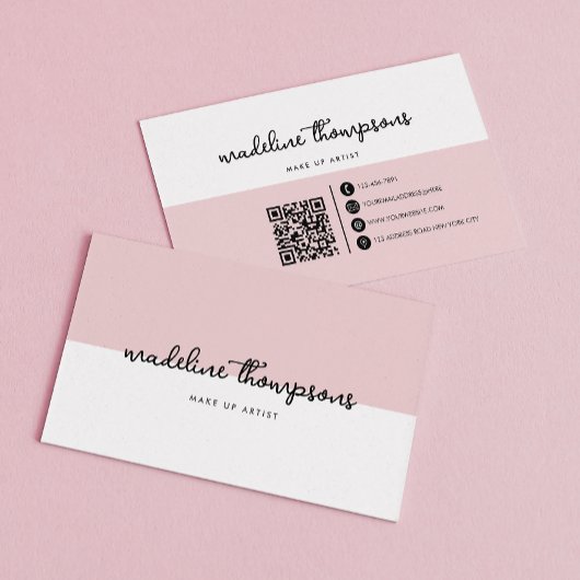 Classy Script Dual Tone Pink Black Script QR-code Visitekaartje