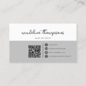 Classy Script Dual Tone Silver Grey Script QR-code Visitekaartje (Achterkant)