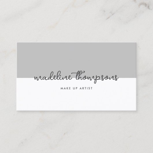 Classy Script Dual Tone Silver Grey Script QR-code Visitekaartje (Voorkant)