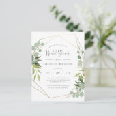 Classy Script Geometric Greenery Vrijgezellenfeest Uitnodiging Briefkaart (Staand voorkant)