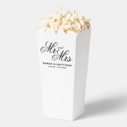 Classy script Mr en Mrs bruiloft partij popcorn Bedankdoosjes (Popped)