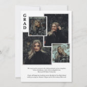 Classy Script Overlay Photo Collage Afstuderen Aankondiging (Achterkant)