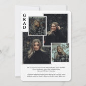 Classy Script Overlay Photo Collage Graduation Aankondiging (Achterkant)