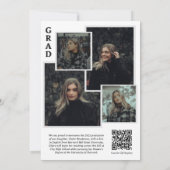 Classy Script Photo Collage QR Code Afstuderen Aankondiging (Achterkant)