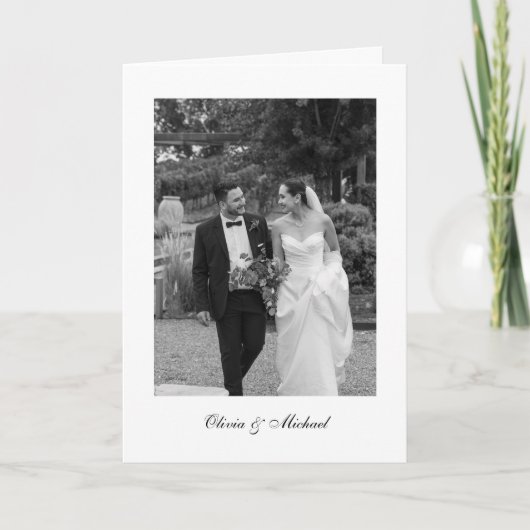 Classy Script Photo Folded Wedding Thank You Bedankkaart (Voorkant)