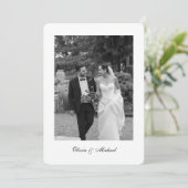 Classy Script Photo Rounded Wedding Thank You Bedankkaart (Staand voorkant)
