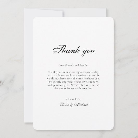 Classy Script Photo Rounded Wedding Thank You Bedankkaart (Achterkant)