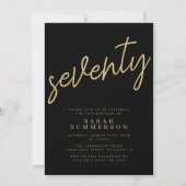 Classy Script Seventy Black Gold 70th Birthday Kaart (Voorkant)