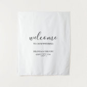 Classy Script Welcome To Our Wedding Fabric Sign  Wandkleed (Voorkant)