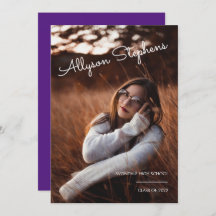 Classy Script White Text Photo Paars Afstuderen