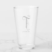 Classy Scroll Monogram Initiaal T met achternaam Glas (Achterkant)