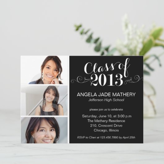 Classy Scrolls Graduy, uitnodiging van de partij (Staand voorkant)