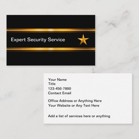 Classy Security Services Moderne Visitekaartjes (Voorkant / Achterkant)