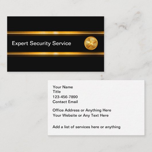 Classy Security Services Moderne Visitekaartjes (Voorkant / Achterkant)