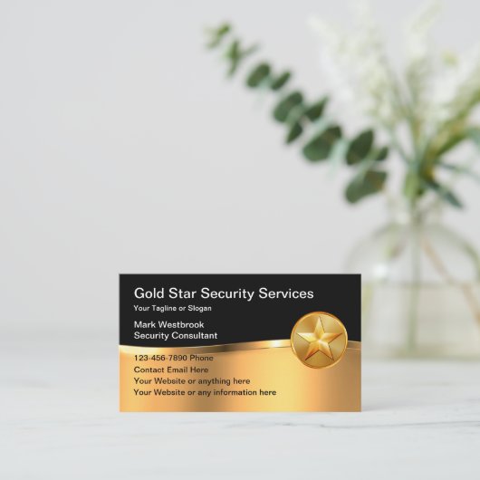 Classy Security Services Star Emblem Visitekaartje (Staand voorkant)