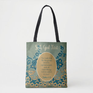 Classy Seek God First Floral Tote Bag