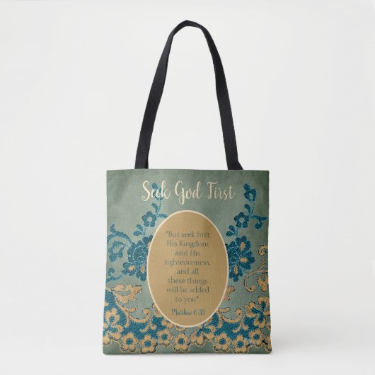 Classy Seek God First Floral Tote Bag (Voorkant)