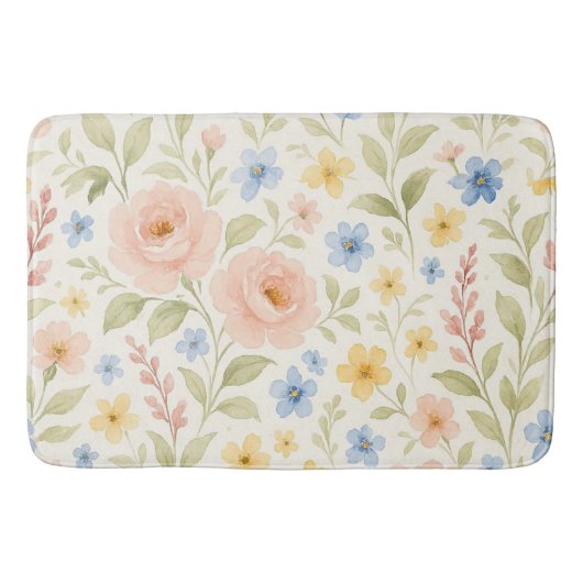Classy Shabby Chic Franse Floral Art Pattern Badmat (Voorkant)
